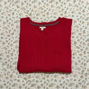 Sonoma Cherry Red V-Neck Cable Knit Sweater